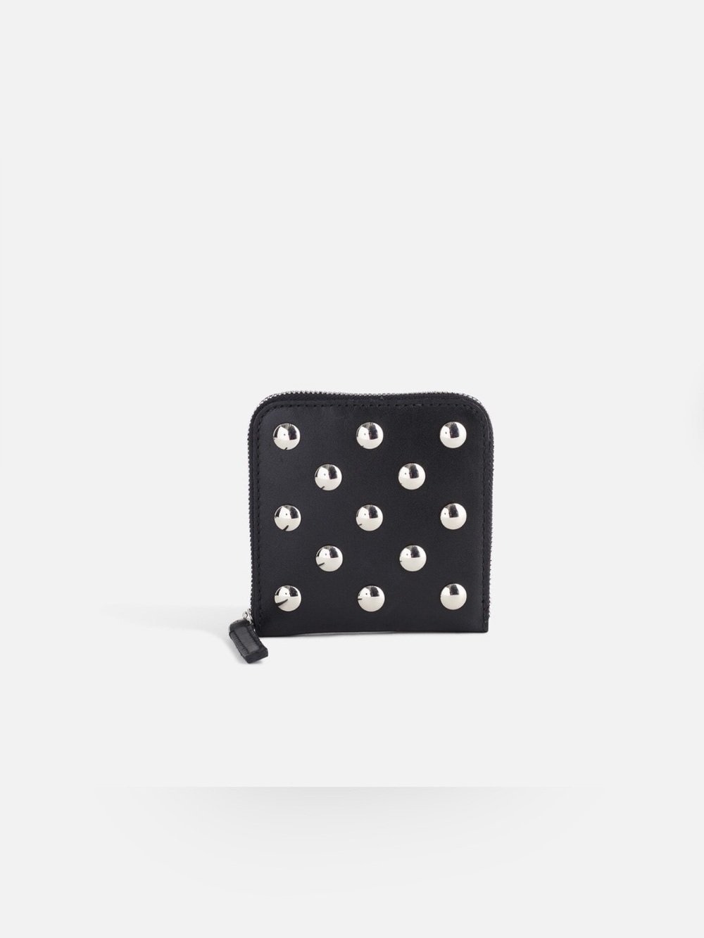 Madewell The Essential Zip Wallet Black Leather w/ Silver Dome Studs NR609 $98